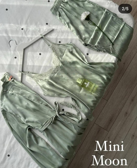 بيجاما 3 قطع ساتان pyjama 3 pièces satin